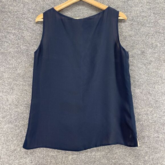 5/$45 Liz Claiborne Blouse Women 8 Blue Sleeveless Wide Strap Round Neck - Picture 2 of 8